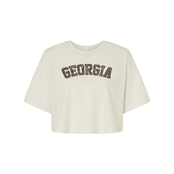 Trenz Shirt Company Womens Georgia Football UGA Leopard Print Georgia Womens Fit Jersey Crop Tee-Vintage White-xxl