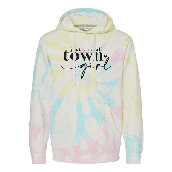 Trenz Shirt Company Womens Just A Small Town Girl Heart Tie-Dye Hoodie-Sunset Swirl-xxxl