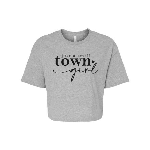 Trenz Shirt Company Womens Just A Small Town Girl Tee Heart Jersey Crop Tee-Athletic Heather-medium