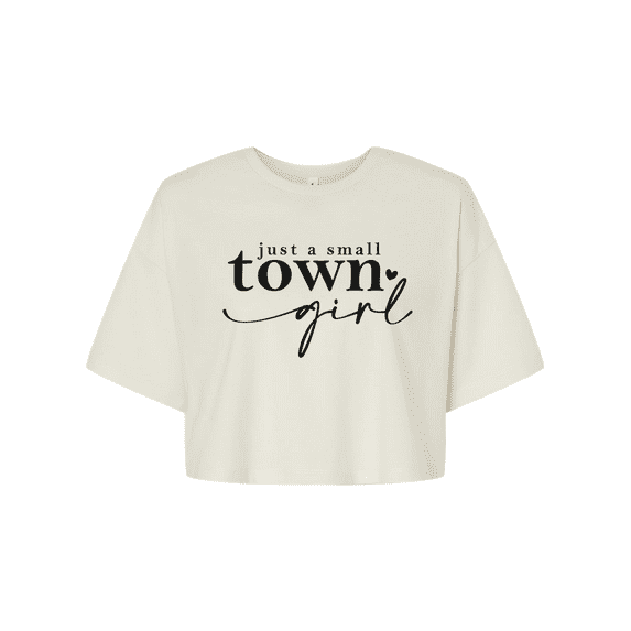 Trenz Shirt Company Womens Just A Small Town Girl Tee Heart Jersey Crop Tee-Vintage White-medium