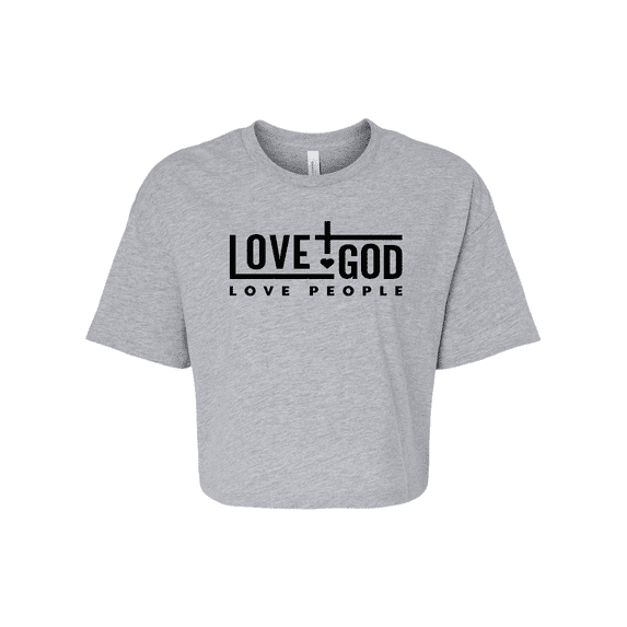 Trenz Shirt Company Womens Love God Love People Christian Jersey Crop Tee-Athletic Heather-medium