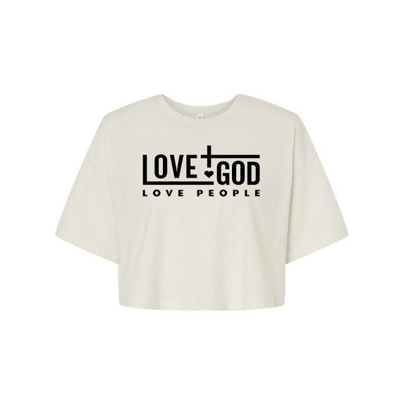 Trenz Shirt Company Womens Love God Love People Christian Jersey Crop Tee-Vintage White-xl