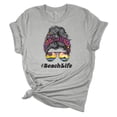 thumbnail image 1 of Trenz Shirt Company Womens Messy Bun Beach Life Sunset Short Sleeve Graphic T-Shirt, Athletic Heather-4XL, 1 of 4