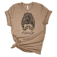 thumbnail image 1 of Trenz Shirt Company Womens Messy Bun Cheetah Print Mom Life Short Sleeve Graphic T-Shirt, Heather Tan-4XL, 1 of 4