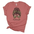 thumbnail image 1 of Trenz Shirt Company Womens Messy Bun Cheetah Print Mom Life Short Sleeve Graphic T-Shirt, Mauve-3XL, 1 of 4