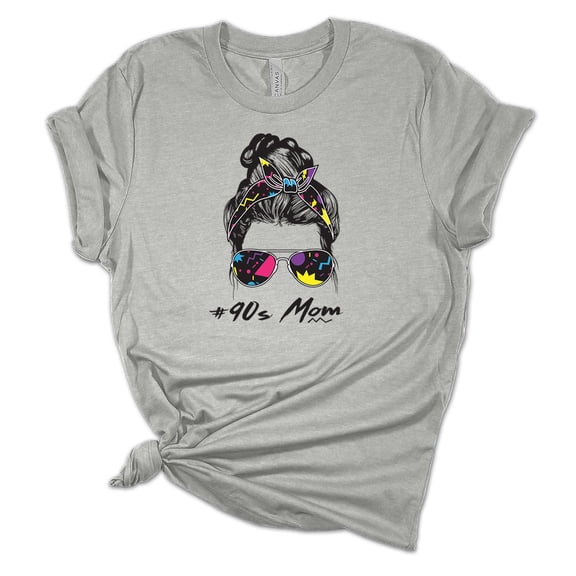 Trenz Shirt Company Womens Messy Bun Colorful 90's Mom Short Sleeve Graphic T-Shirt-athletic heather-xxxl