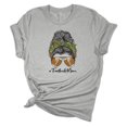 thumbnail image 1 of Trenz Shirt Company Womens Messy Bun Football Mom Short Sleeve Graphic T-Shirt, Athletic Heather-Medium, 1 of 4