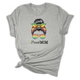 thumbnail image 1 of Trenz Shirt Company Womens Messy Bun Rainbow Proud Mom Short Sleeve Graphic T-Shirt-Athletic Heather-small, 1 of 5