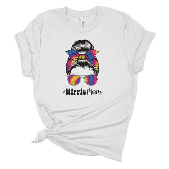 Trenz Shirt Company Womens Messy Bun Tye Dye Hippie Mom Short Sleeve Graphic T-Shirt-white-4xl