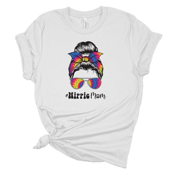 Trenz Shirt Company Womens Messy Bun Tye Dye Hippie Mom Short Sleeve Graphic T-Shirt-white-medium