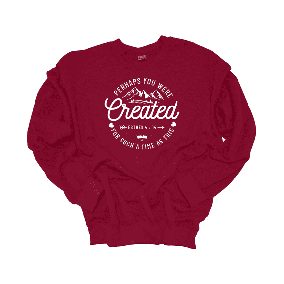 Trenz Shirt Company Womens Perhaps You Were Created Esther 4:14 Christian Crewneck Sweatshirt-Cardinal-small