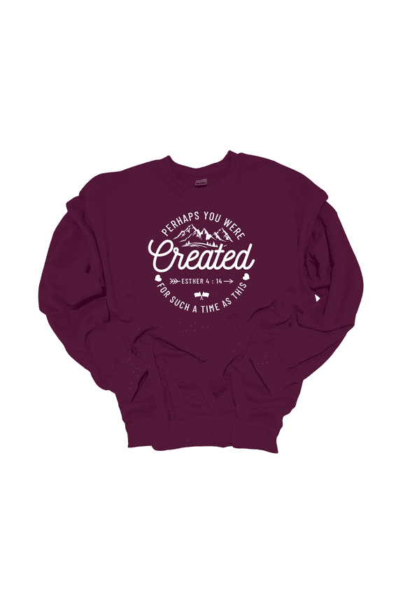 Womens Perhaps You Were Created Esther 4:14 Christian Crewneck Sweatshirt-Maroon-5xl