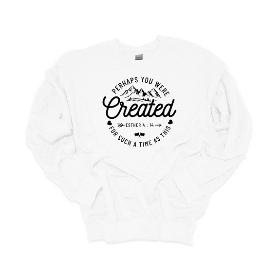 Trenz Shirt Company Womens Perhaps You Were Created Esther 4:14 Christian Crewneck Sweatshirt-White-large