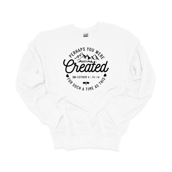 Trenz Shirt Company Womens Perhaps You Were Created Esther 4:14 Christian Crewneck Sweatshirt-White-xxl