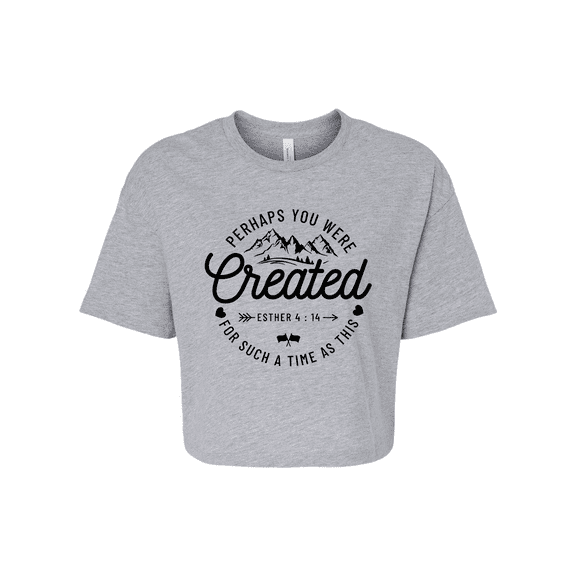 Trenz Shirt Company Womens Perhaps You Were Created Esther 4:14 Christian Jersey Crop Tee-Athletic Heather-large