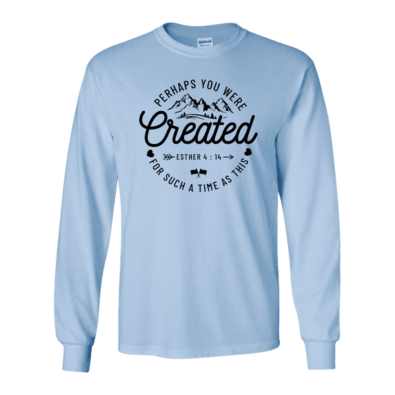 Trenz Shirt Company Womens Perhaps You Were Created Esther 4:14 Christian Long-Sleeve T-Shirt-Light Blue-medium