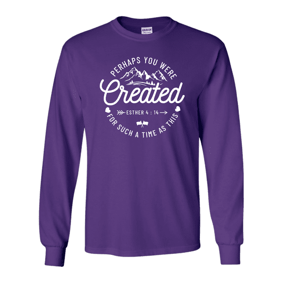 Trenz Shirt Company Womens Perhaps You Were Created Esther 4:14 Christian Long-Sleeve T-Shirt-Purple-xl