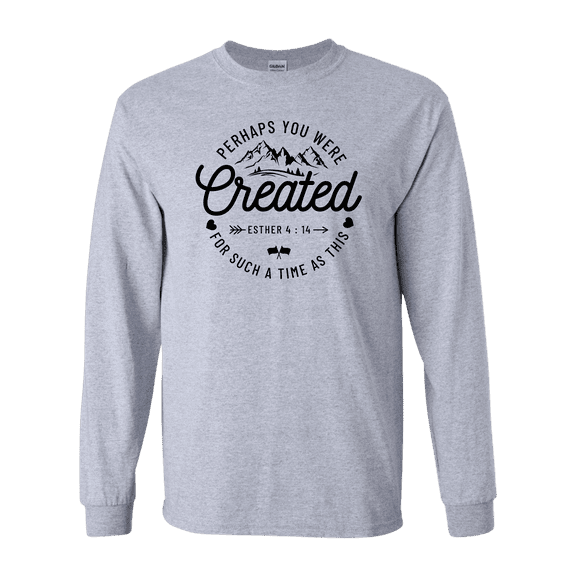 Trenz Shirt Company Womens Perhaps You Were Created Esther 4:14 Christian Long-Sleeve T-Shirt-Sports Grey-large