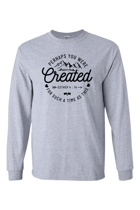 Womens Perhaps You Were Created Esther 4:14 Christian Long-Sleeve T-Shirt-Sports Grey-small