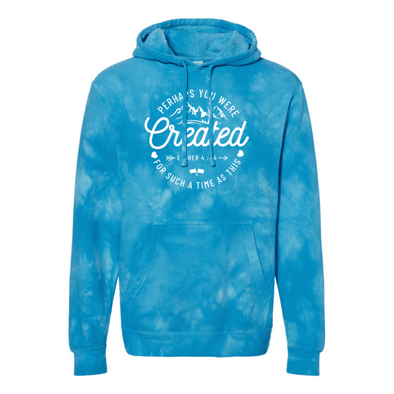 Trenz Shirt Company Womens Perhaps You Were Created Esther 4:14 Christian Tie-Dye Hoodie-Aqua Blue-large