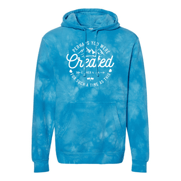 Trenz Shirt Company Womens Perhaps You Were Created Esther 4:14 Christian Tie-Dye Hoodie-Aqua Blue-xl