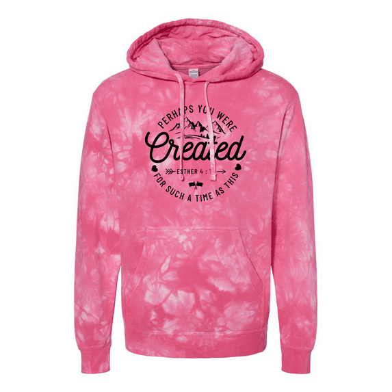 Trenz Shirt Company Womens Perhaps You Were Created Esther 4:14 Christian Tie-Dye Hoodie-Pink-xl