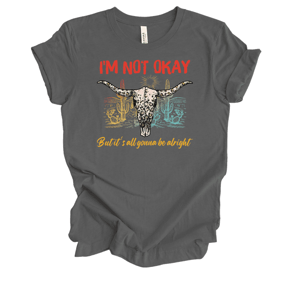 Trenz Shirt Company Womens Popular I'm Not Okay Short Sleeve T-Shirt-Asphalt-X-Large
