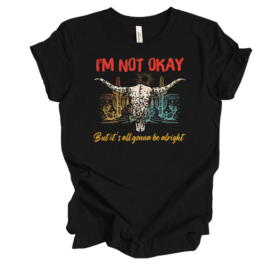 Trenz Shirt Company Womens Popular I'm Not Okay Short Sleeve T-Shirt-Black-Large
