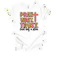 thumbnail image 1 of Trenz Shirt Company Womens Pray Trust Wait Cheetah Print Short Sleeve T-Shirt-White-5X-Large, 1 of 1