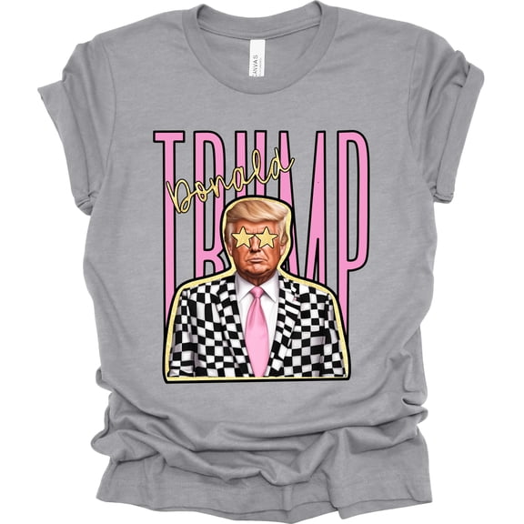 Trenz Shirt Company Womens Retro Donald Trump Star Eyes Trump Ladies Short Sleeve T-shirt-Athletic Grey-xxxl