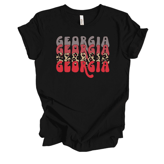 Trenz Shirt Company Womens Stacked Georgia Groovy Cheetah Print Short Sleeve T-Shirt-Black-4X-Large