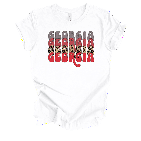 Trenz Shirt Company Womens Stacked Georgia Groovy Cheetah Print Short Sleeve T-Shirt-White-X-Large