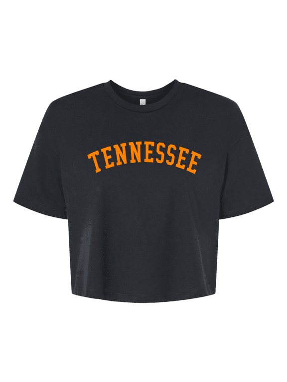 Womens Tee Tennessee Name TN Team Color Jersey Crop Tee-Black-large