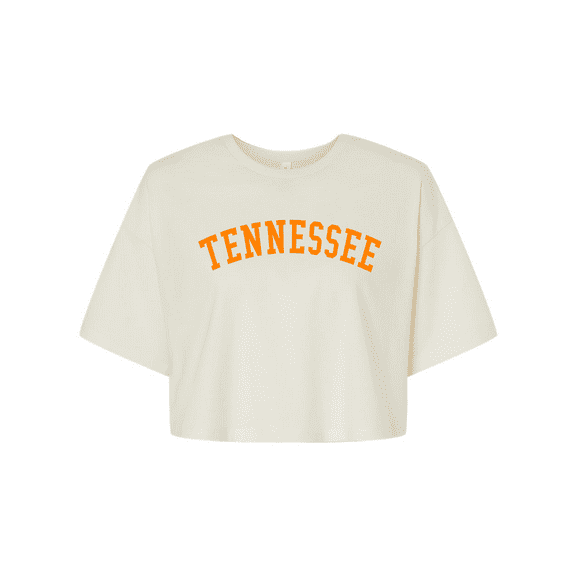 Trenz Shirt Company Womens Tee Tennessee Name TN Team Color Jersey Crop Tee-Vintage White-small