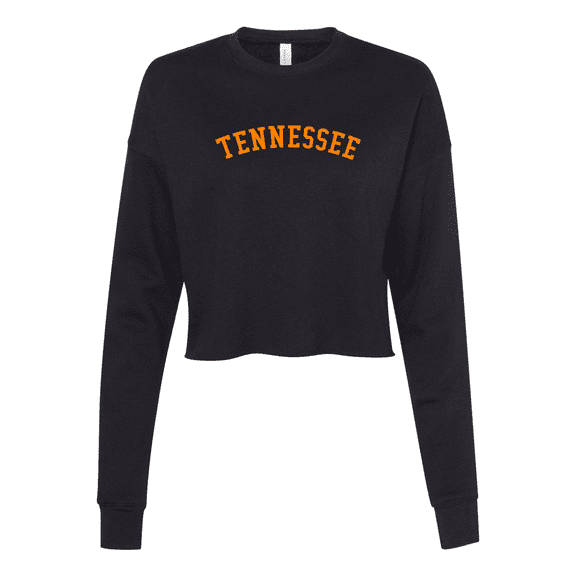 Trenz Shirt Company Womens Tennessee Crewneck TN Team Color Crop Crew Fleece-Black-medium