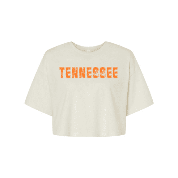 Trenz Shirt Company Womens Tennessee Football Team Color Tennessee Orange Distressed Tennessee State Name Rocky Top Jersey Crop Tee-Vintage White-xxl