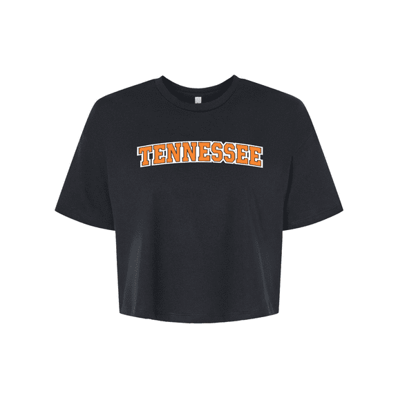 Trenz Shirt Company Womens Tennessee Tee Football TN Orange Team Name T Knoxville Tennessee Game Day Jersey Crop Tee-Black-medium