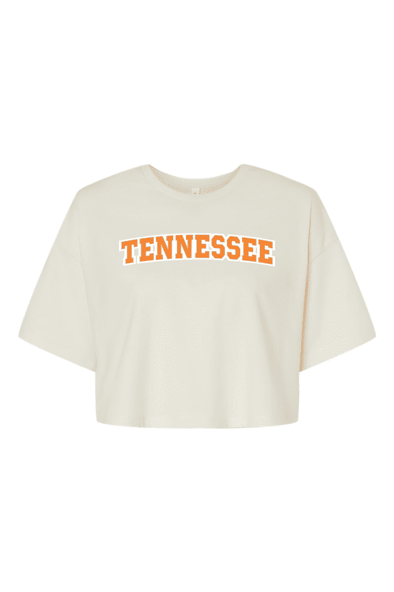 Womens Tennessee Tee Football TN Orange Team Name T Knoxville Tennessee Game Day Jersey Crop Tee-Vintage White-medium