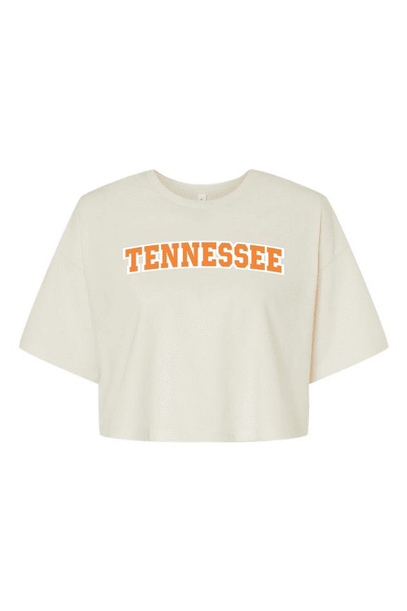 Womens Tennessee Tee Football TN Orange Team Name T Knoxville Tennessee Game Day Jersey Crop Tee-Vintage White-small