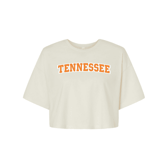 Trenz Shirt Company Womens Tennessee Tee Football TN Orange Team Name T Knoxville Tennessee Game Day Jersey Crop Tee-Vintage White-small
