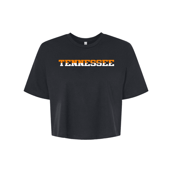 Trenz Shirt Company Womens Tennessee Tshirt TN Two Tone Orange and White Football Sports Fan Jersey Crop Tee-Black-large