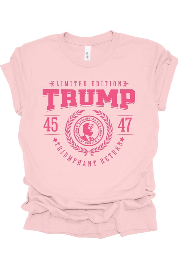 Womens Trump 45 47 Triumphant Return Ladies Short Sleeve T-shirt-Light Pink-4xl