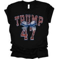thumbnail image 1 of Trenz Shirt Company Womens Trump 47 American Flag Bow Trump Ladies Short Sleeve T-shirt-Black-medium, 1 of 1