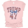 thumbnail image 1 of Trenz Shirt Company Womens Trump 47 American Flag Bow Trump Ladies Short Sleeve T-shirt-Light Pink-small, 1 of 1