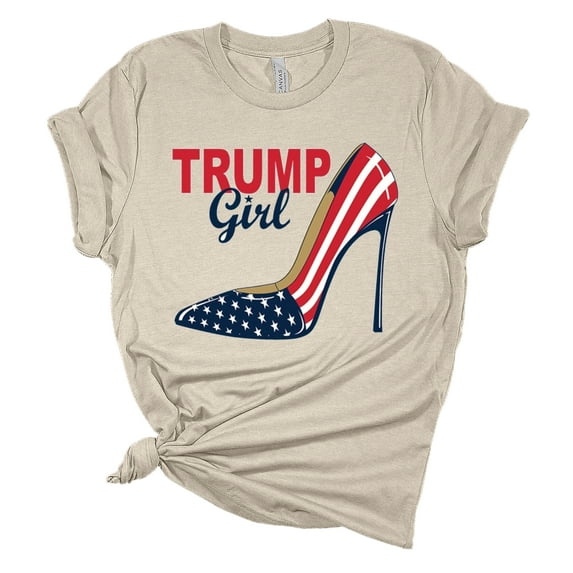 Trenz Shirt Company Womens Trump Girl High Heel Short Sleeve T-shirt-Heather Dust-small