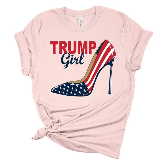Trenz Shirt Company Womens Trump Girl High Heel Short Sleeve T-shirt-Light Pink-medium