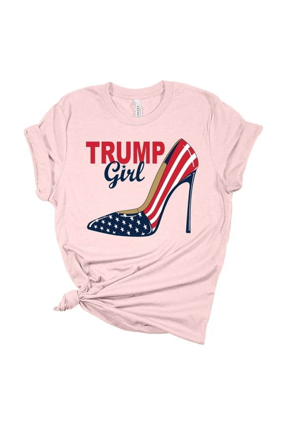 Womens Trump Girl High Heel Short Sleeve T-shirt-Light Pink-small
