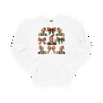 thumbnail image 1 of Trenz Shirt Company Womens Trump Red Green Coquette Bow Collage Crewneck Sweatshirt-White-Small, 1 of 1