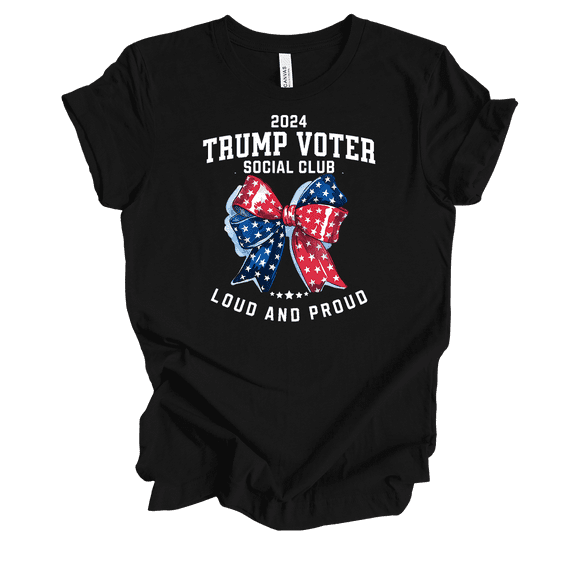 Trenz Shirt Company Womens Trump Voter Social Club Loud & Proud Short Sleeve T-Shirt-Black-Small