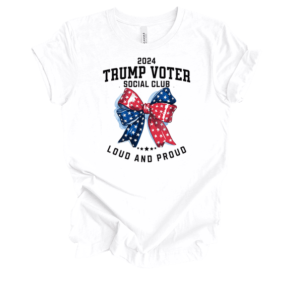Trenz Shirt Company Womens Trump Voter Social Club Loud & Proud Short Sleeve T-Shirt-White-X-Large